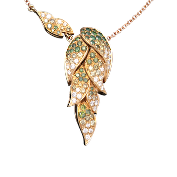 Flames Necklace Green Diamond