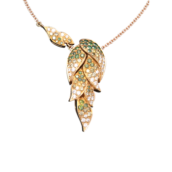 Flames Necklace Green Diamond